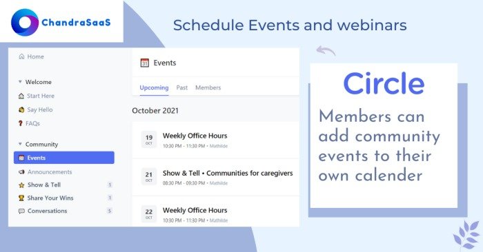 Circle.so events for community members
