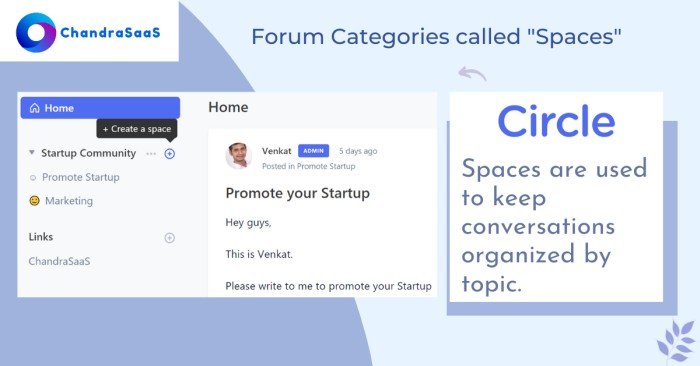 Circle.so Spaces to organize your online community